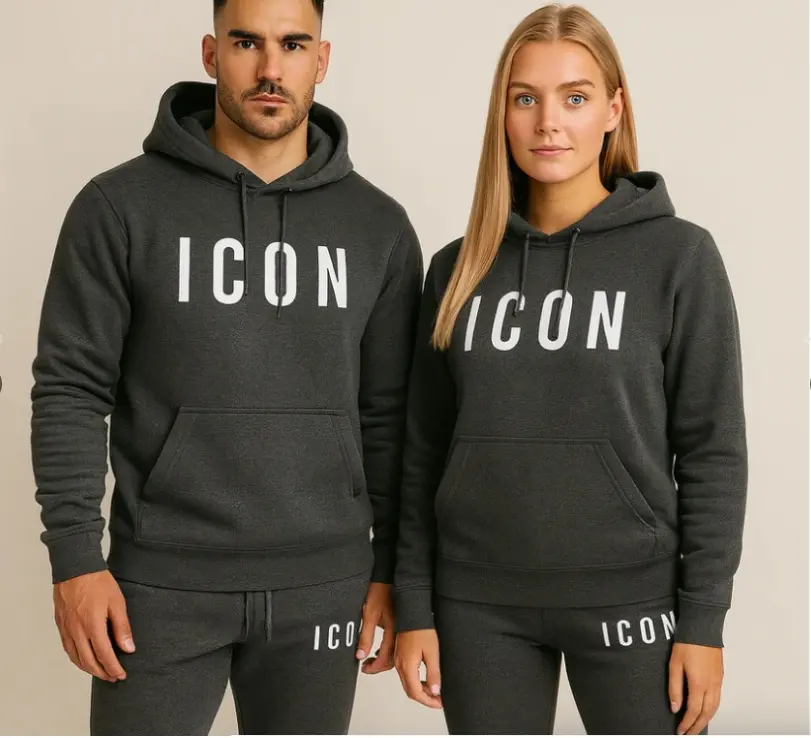 Sportliches Fleece-Set mit Schriftzug-Print