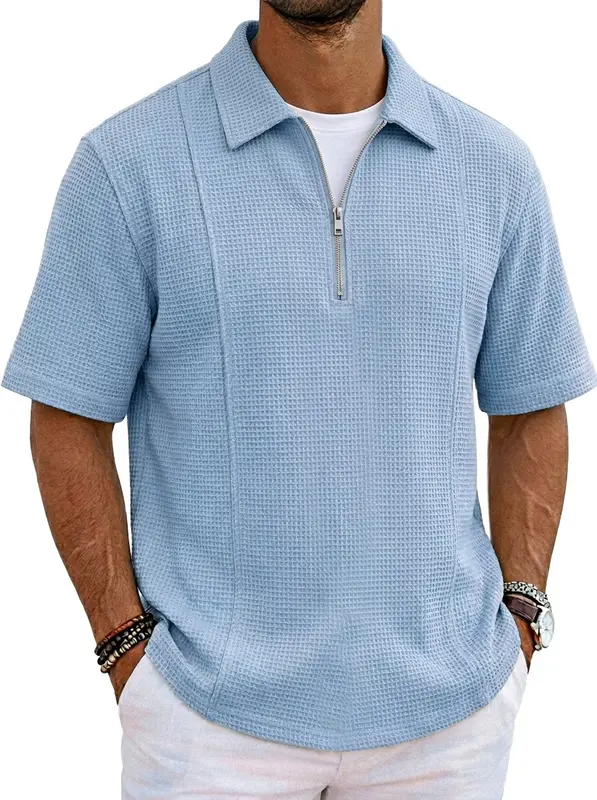 Sportliches Halb-Zip Polo-Shirt mit U-Boot-Ausschnitt