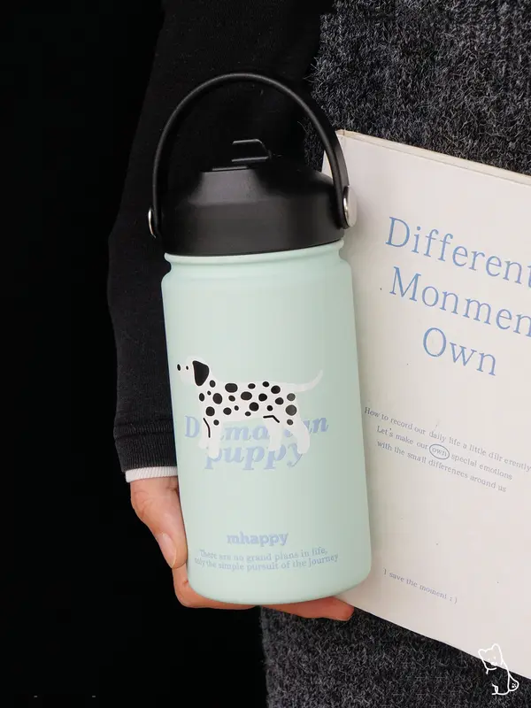 Spotted Puppy Isolierbecher mit Strohhalm