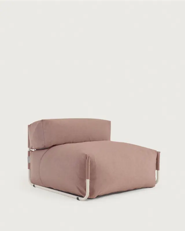 Square Pouf Modularsofa mit Rückenlehne 100% Outdoor terrakotta Aluminium weiß 101 x 101cm