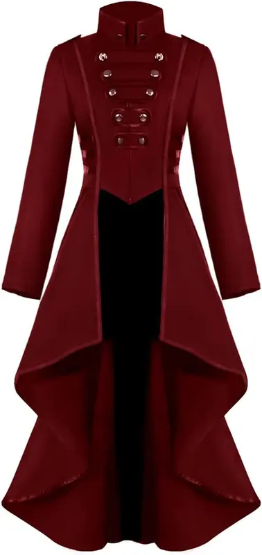 Steampunk Damen Frack Jacke, Rot M