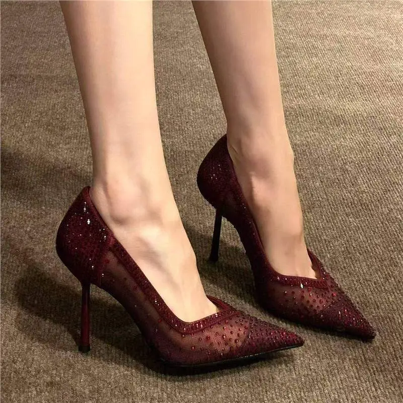 Stiletto Pumps mit Mesh & Glitzer