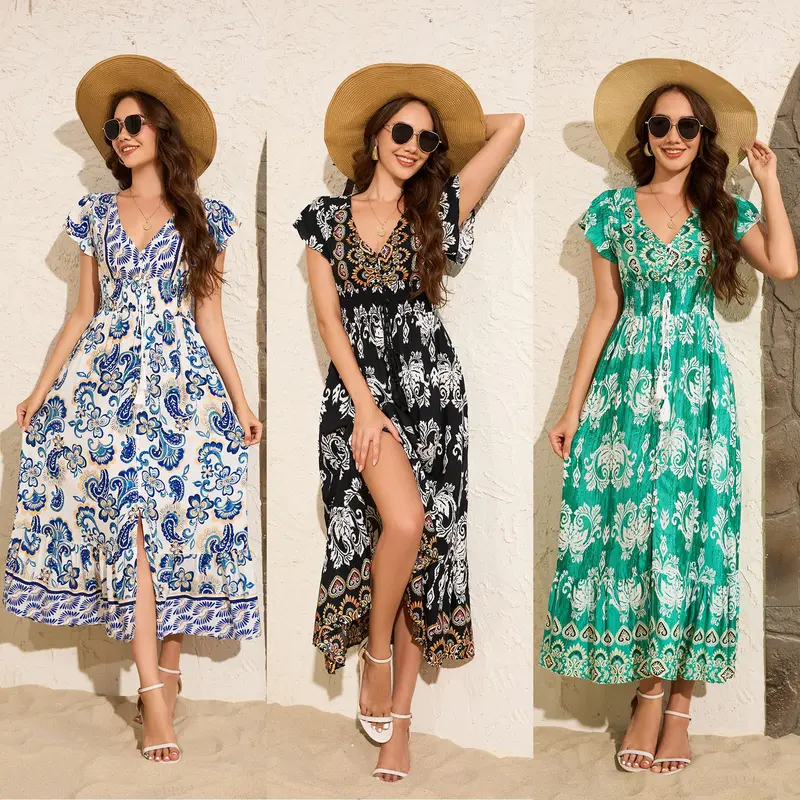 Strandkleid mit Schnürung und Print