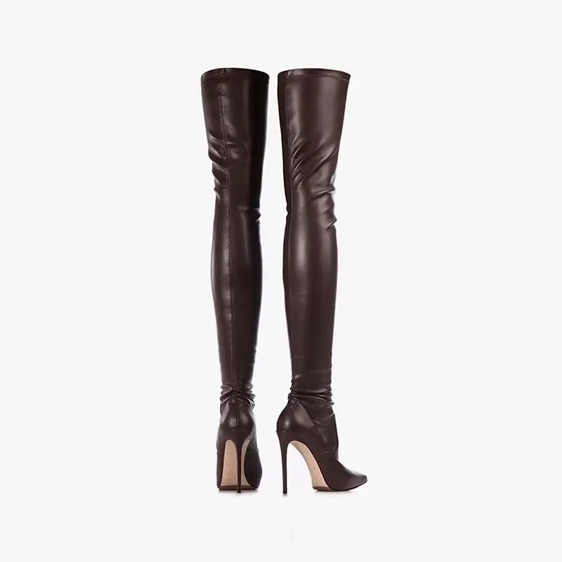 Stretch-Stilettos Oberschenkelhoch mit spitzen Zehen