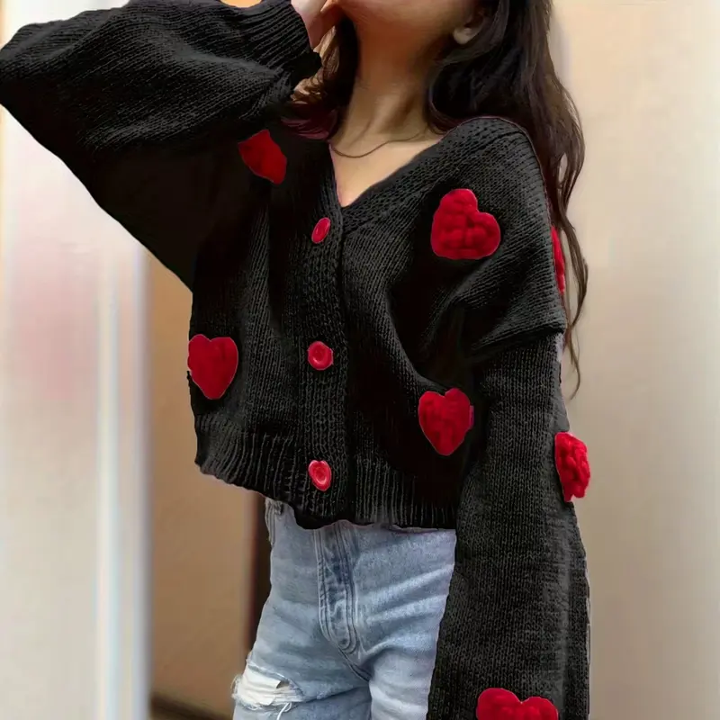 Strick-Cardigan mit Herzmotiv