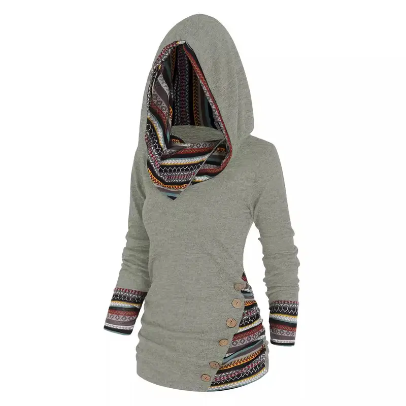 Strick-Hoodie mit Geometrie- und Streifenmuster