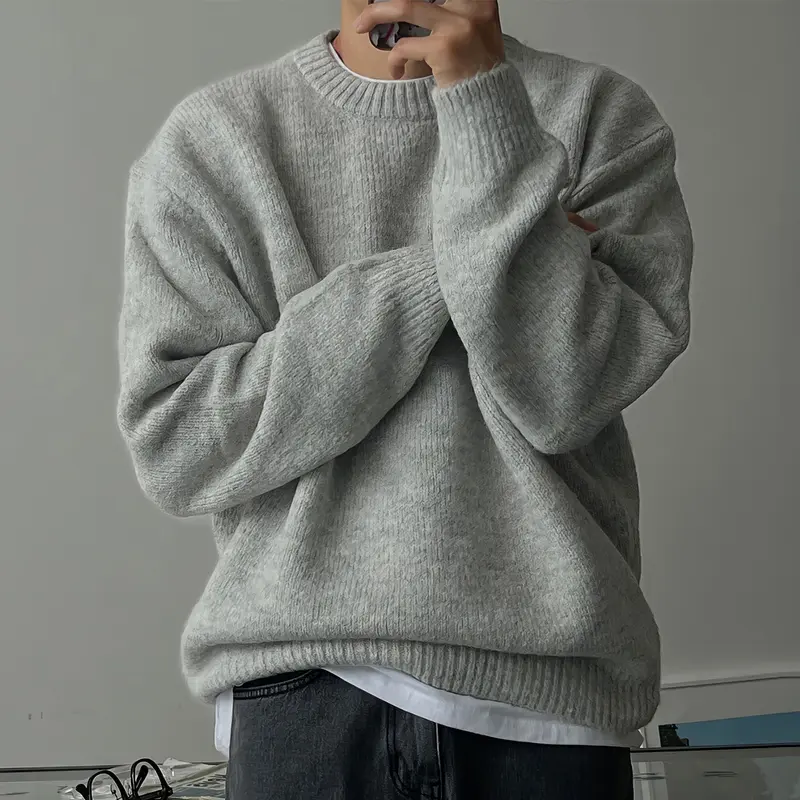 Strukturierter Strickpullover mit Rundhals