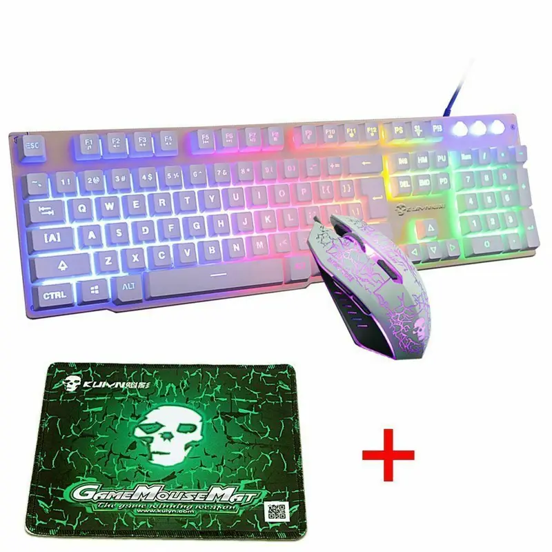 T6 Gaming-Tastatur, Maus & Mauspad Set mit Rainbow LED