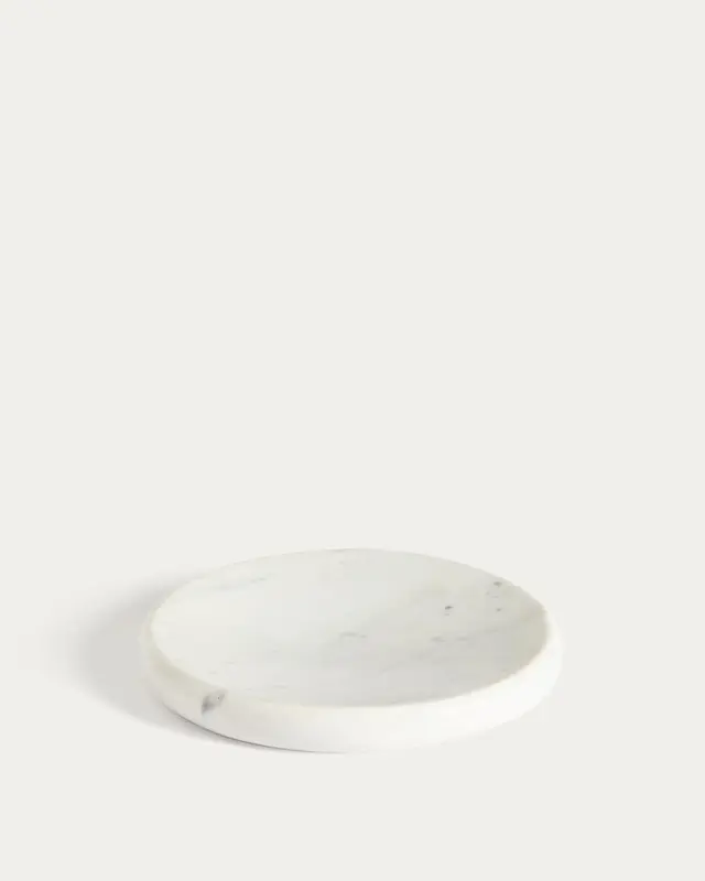 Tablett Obena aus weißem Marmor, Ø 25 cm