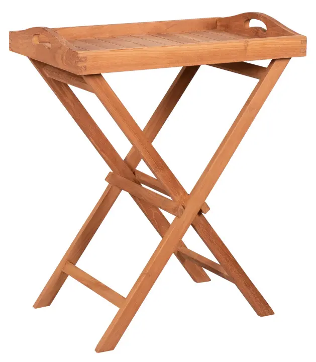 Tablett Woodie mit Gestell, klappbar - Teakholz