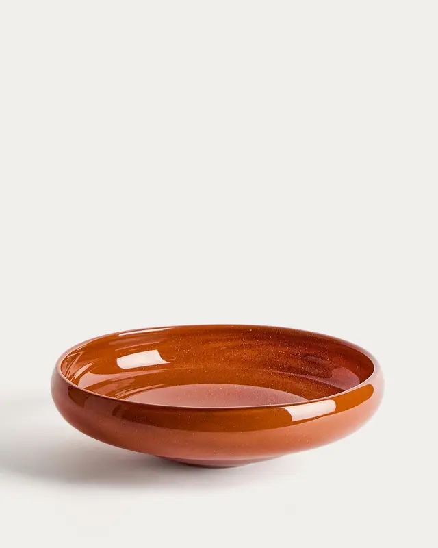 Tafelaufsatz Denuo aus rotem Glas, Ø 34 cm