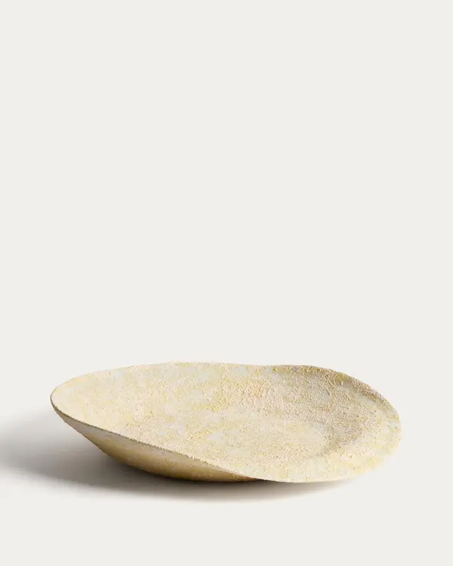 Tafelaufsatz Medira aus Keramik in Ecru und Gelb, Ø 50,5 cm