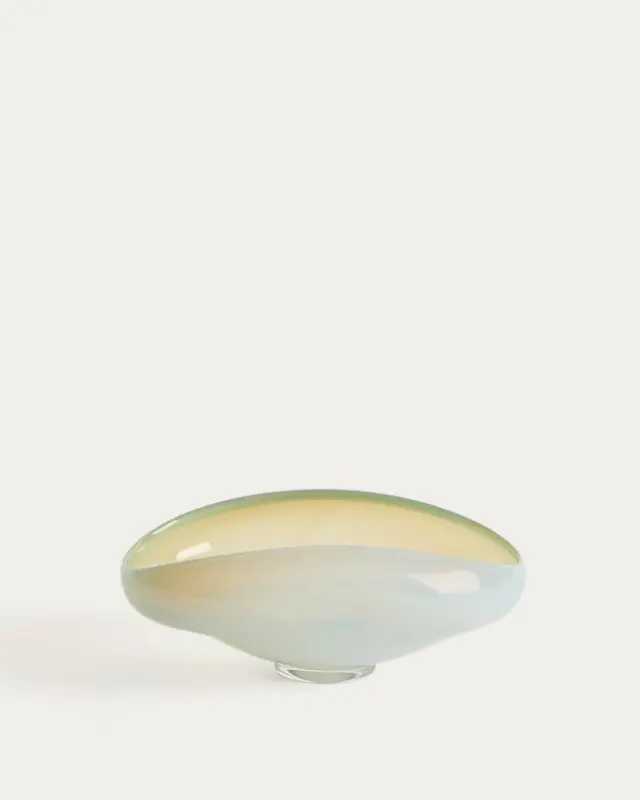 Tafelaufsatz Nodila aus weissem Glas, 23 x 16,5 cm