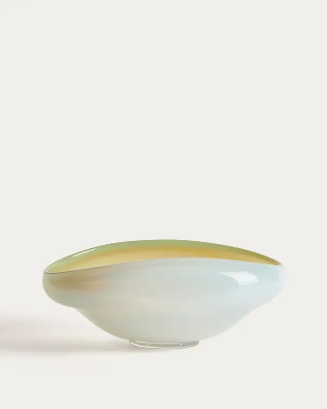 Tafelaufsatz Nodila aus weissem Glas, 30 x 21 cm