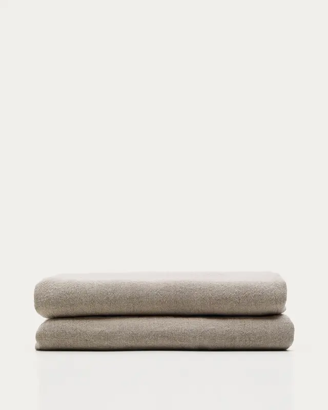 Tagesdecke Tandi aus 100 % Leinen in Beige für 150/160-cm-Betten