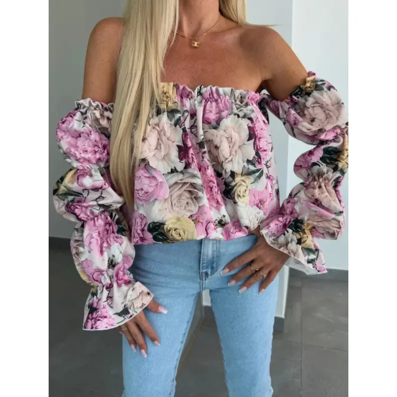 Tailliertes Langarmshirt mit Puffärmeln