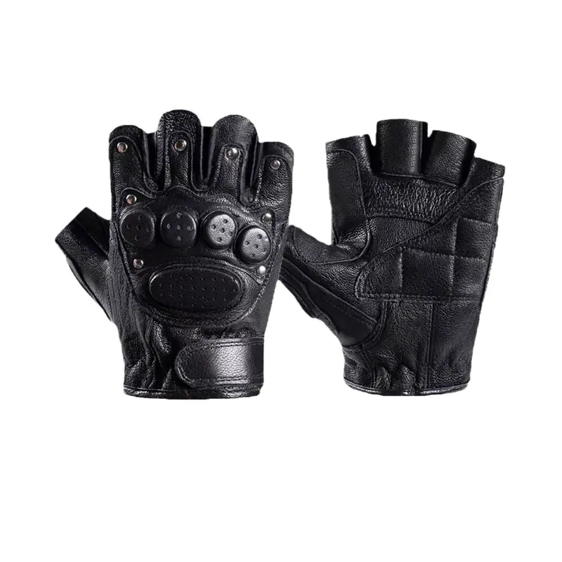 Taktische Halbfinger-Lederhandschuhe