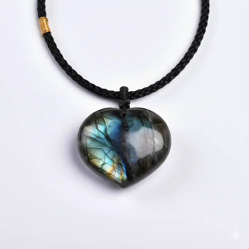 Talisman de Protection - Pendentif Cœur Labradorite (3 cm)