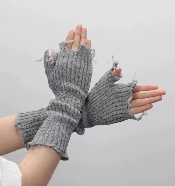 Tattered Punk Unisex Fingerlose Strickhandschuhe