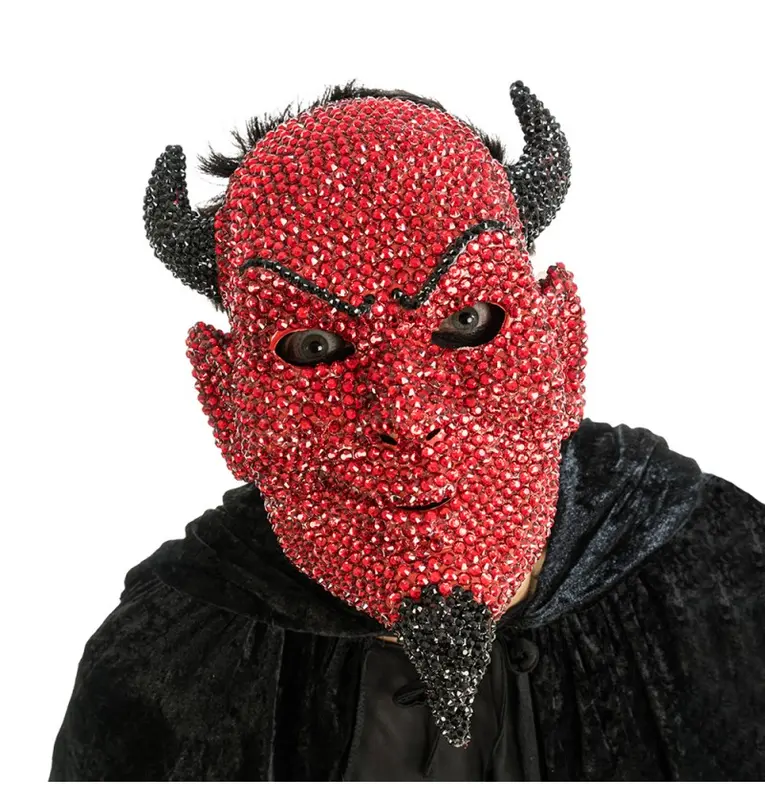 Teufels Maske mit Strass rot