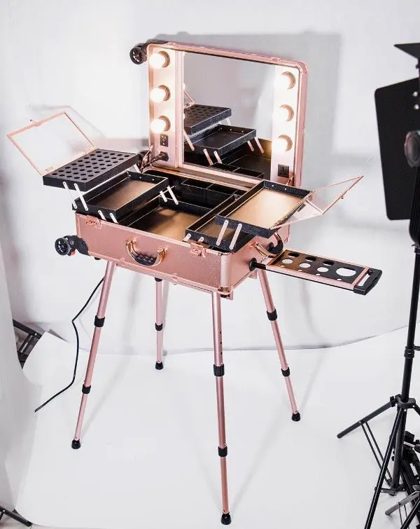 Tigerzzz-Stylists, Make-up Koffer mit Licht und Spiegel (rose gold), trolley with light
