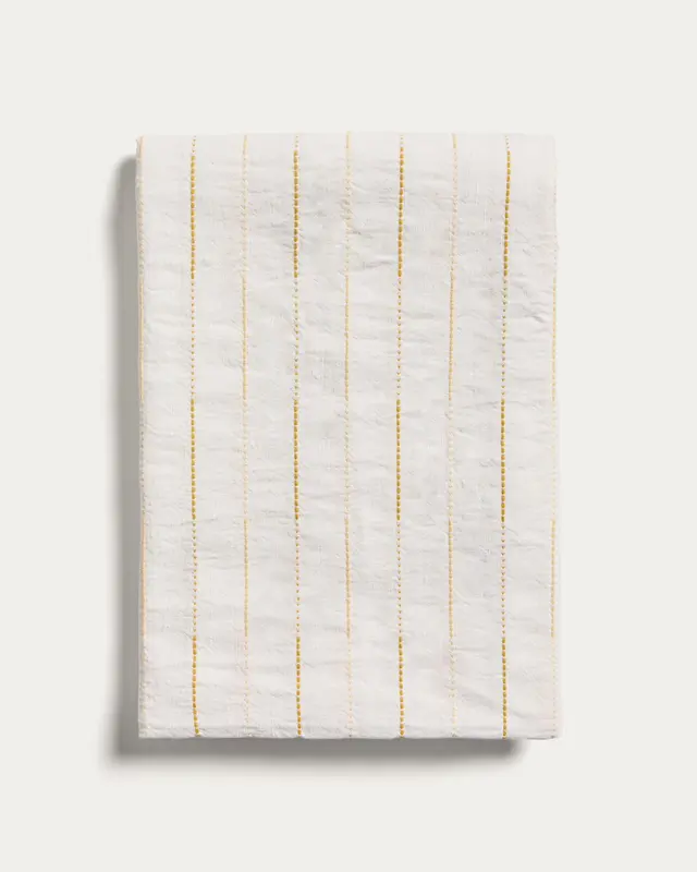 Tischdecke Anila aus Baumwolljacquard in Gelb, 170 x 170 cm
