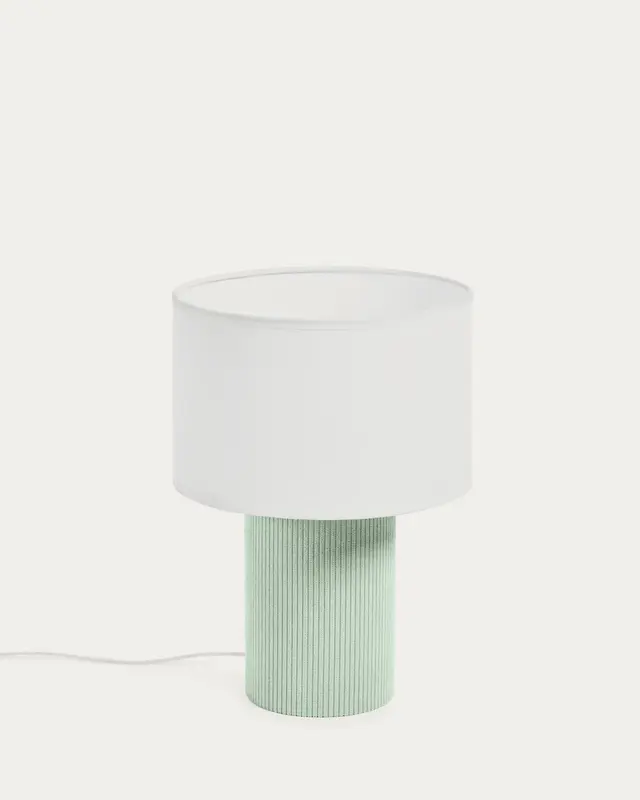 Tischlampe Bianella aus Baumwolle und türkisfarbenem Cord