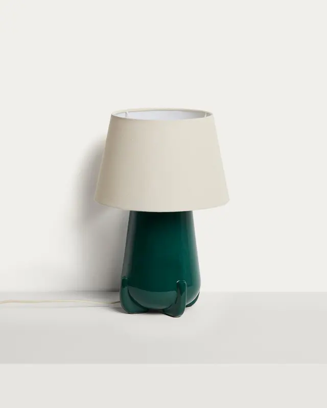 Tischlampe Odra aus grüner Keramik mit glänzendem Finish
