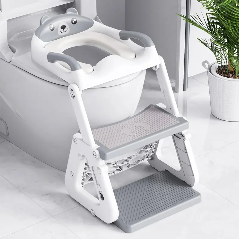 Toilettensitz Kinder mit Treppe und Spritzschutz, Grau