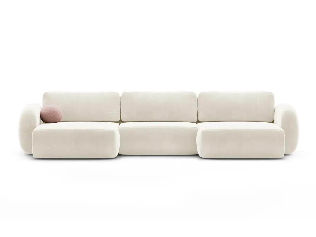 Tonale Velour Panoramic Ecksofa rechts mit Schlaffunktion und Stauraum 5 Sitzer