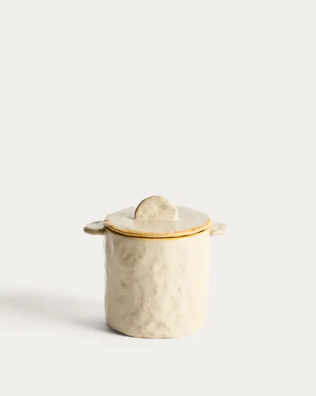 Topf Belor aus Keramik in Weiss, 13,5 cm