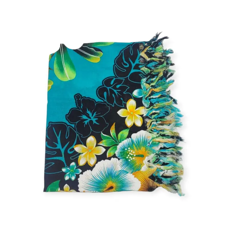 TR-139 Frangipani Flower türkis Lunghi Sarong Tuch 160x115cm