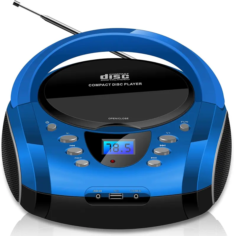Tragbare Boombox mit CD-Player und Bluetooth, Blau