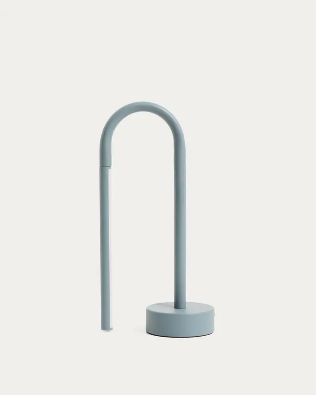 Tragbare Tischlampe Bow aus blauem Aluminium