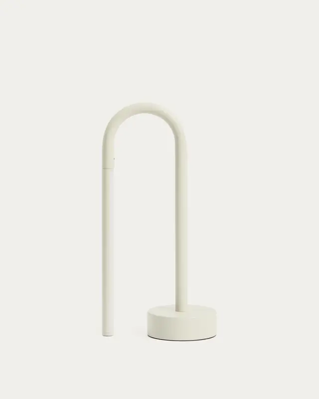 Tragbare Tischlampe Bow aus grauem Aluminium