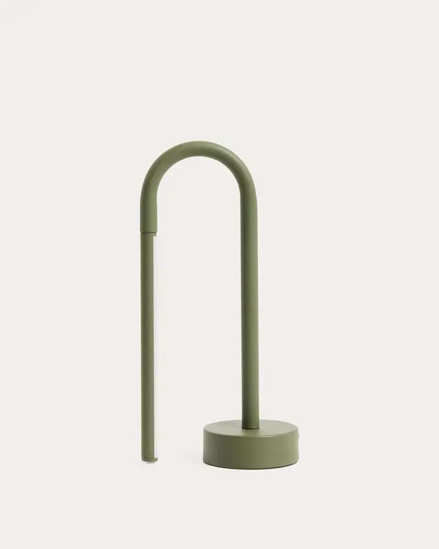 Tragbare Tischlampe Bow aus grünem Aluminium