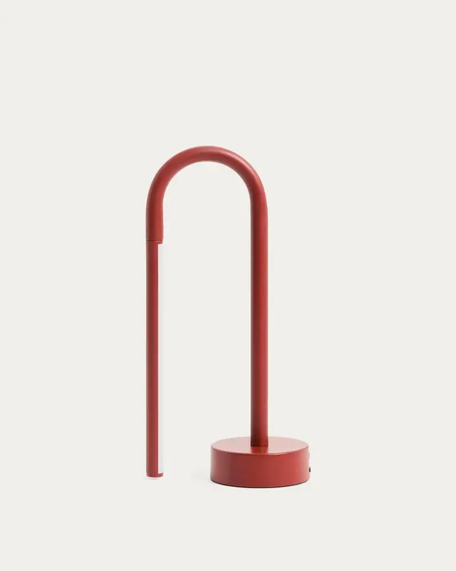 Tragbare Tischlampe Bow aus rotem Aluminium
