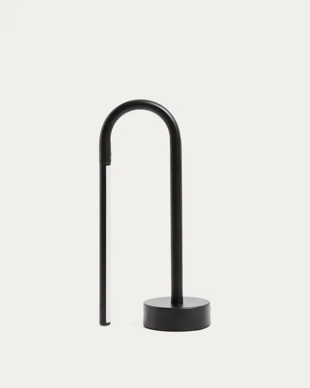 Tragbare Tischlampe Bow aus schwarzem Aluminium