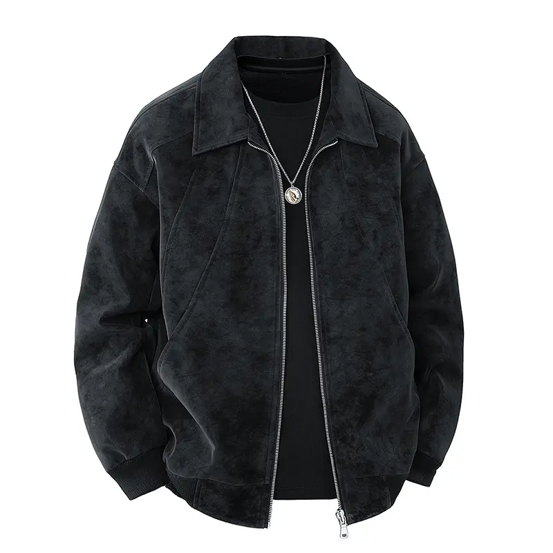Trendige Wildleder-Jacke mit Reverskragen