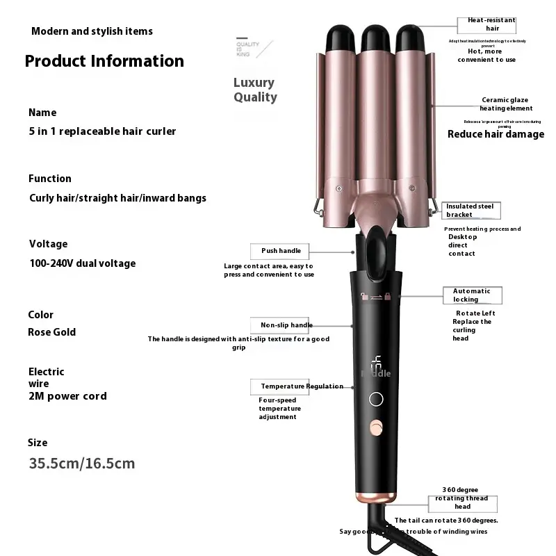 Tubular Haarwickler 5-in-1 mit Negativ-Ionen