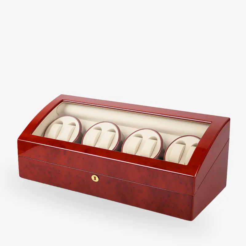 Uhrenbeweger Swing Beige – für 8 Automatik-Uhren in Hochglanz-Wurzelholz-Design