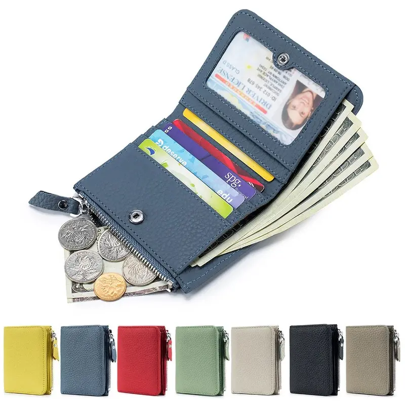 Unisex Slim Wallet RFID · 7 Farben Echtleder für Sie und Ihn
