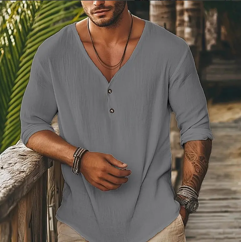 V-Ausschnitt Langarmshirt für Herren