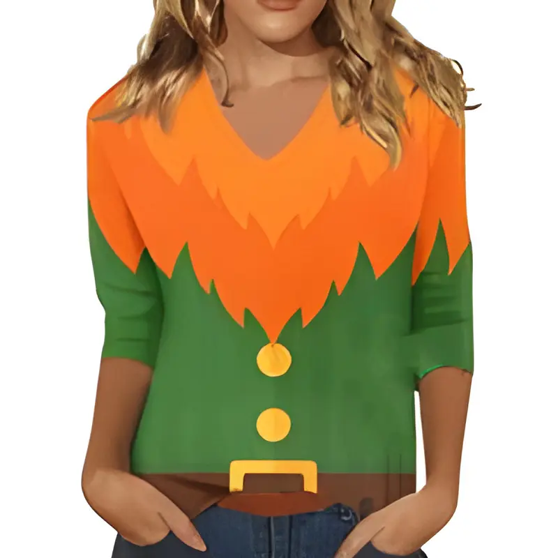 V-Ausschnitt Langarmshirt mit Print