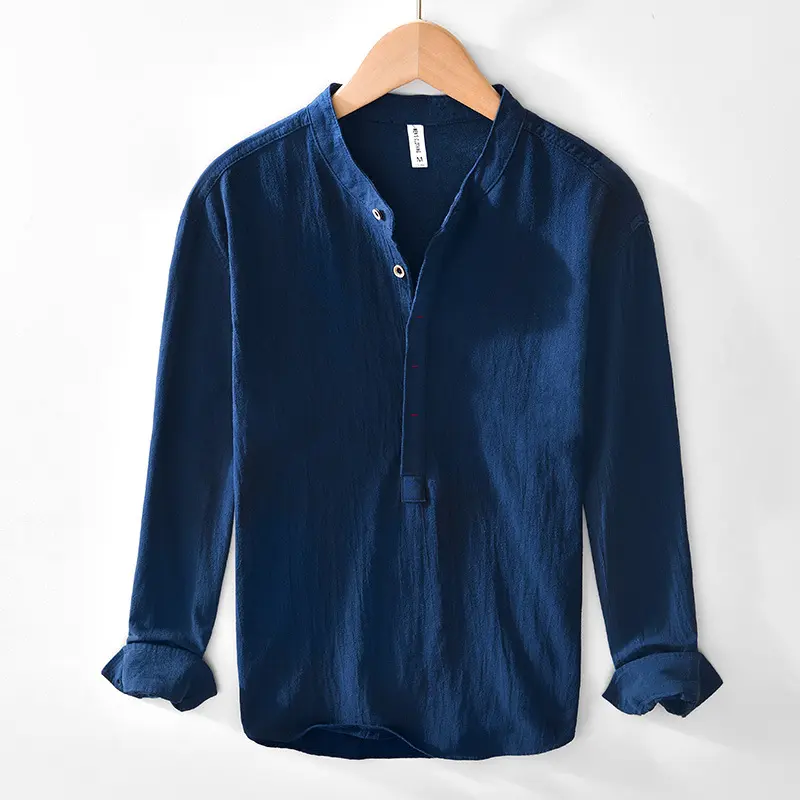 V-Ausschnitt Pullover aus Baumwoll-Leinen