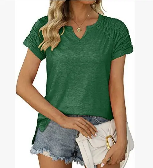 V-Ausschnitt Raglan-Shirt mit Seitenschlitz