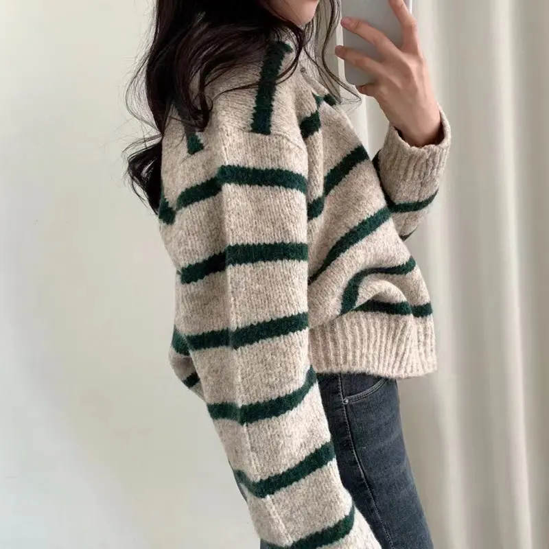 V-Ausschnitt Strickpullover für Damen