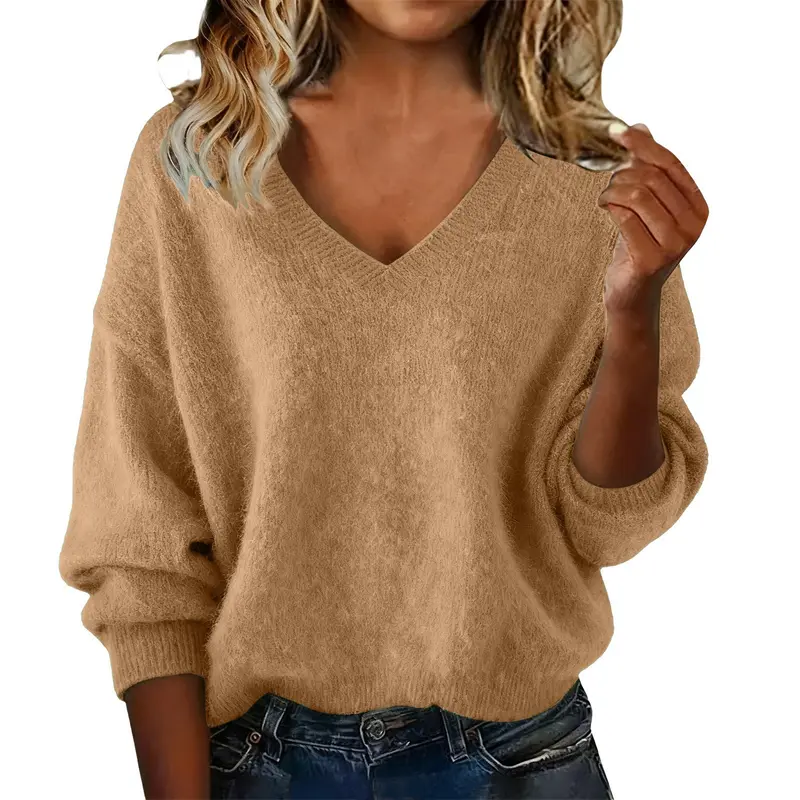V-Neck Strickpullover für Herbst & Winter