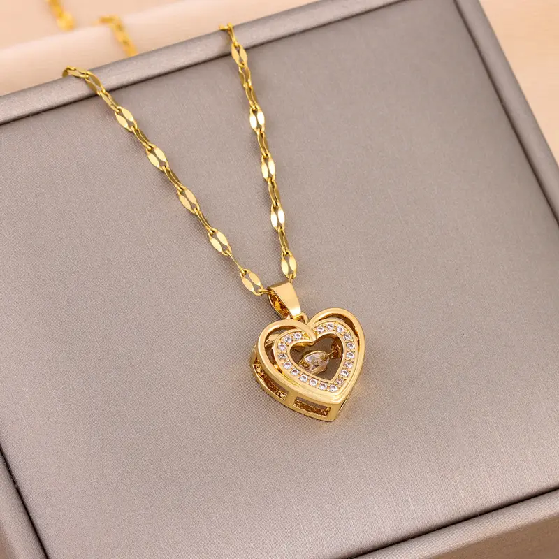 Valentinstag Geschenk Double-Layer Smart Love Anhänger Titan Stahl Halskette Mode Schmuck Frau