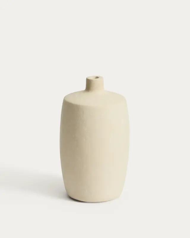 Vase Mireni aus Pappmaché in Beige Ø 26 cm